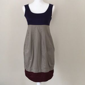 Color block sleeveless cotton dress with pockets